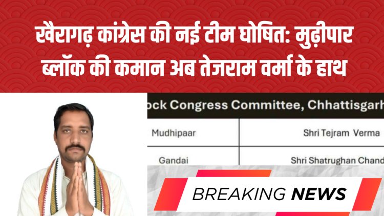 खैरागढ़ कांग्रेस की नई टीम घोषित: मुढ़ीपार ब्लॉक की कमान अब तेजराम वर्मा के हाथ
